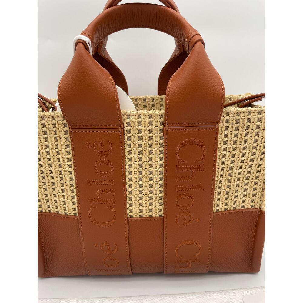 ❌❌SOLD!❌❌BRAND NEW CHLOE SMALL STRAW RAFFIA LEATHER WOODY SUMMER TOTE BAG - Picture 12 of 16